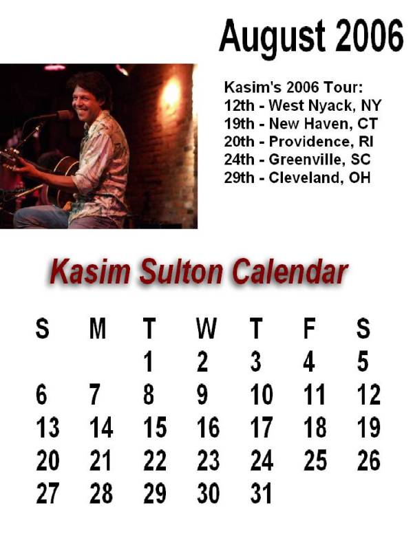 Kasim Sulton Calendar