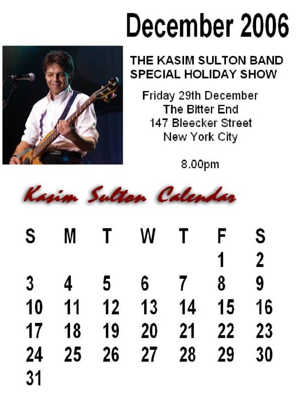 Kasim Sulton Calendar