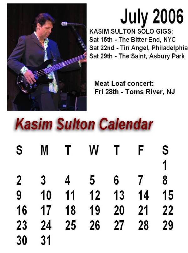 Kasim Sulton Calendar