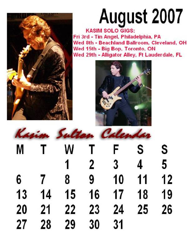 Kasim Sulton Calendar