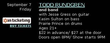 Kasim Sulton and Todd Rundgren venue