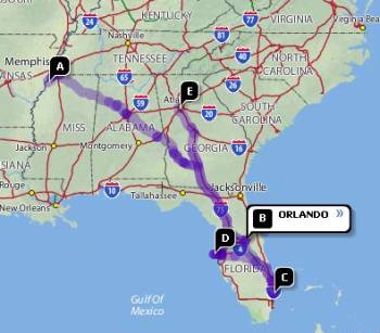 Meat Loaf 3 Bats Tour Map