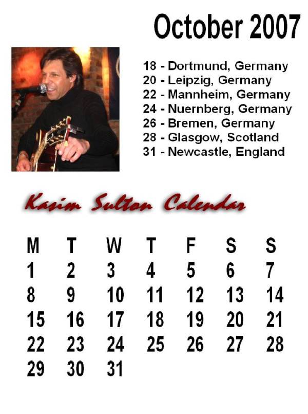 Kasim Sulton Calendar