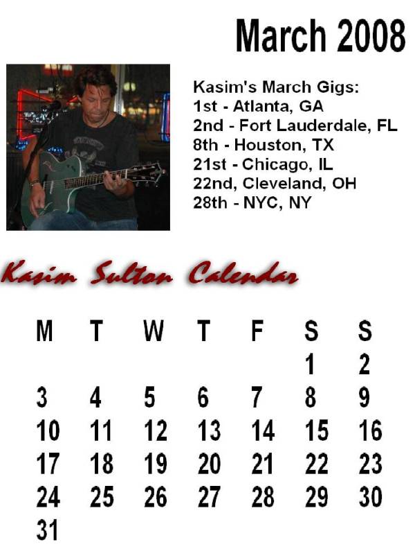 Kasim Sulton Calendar