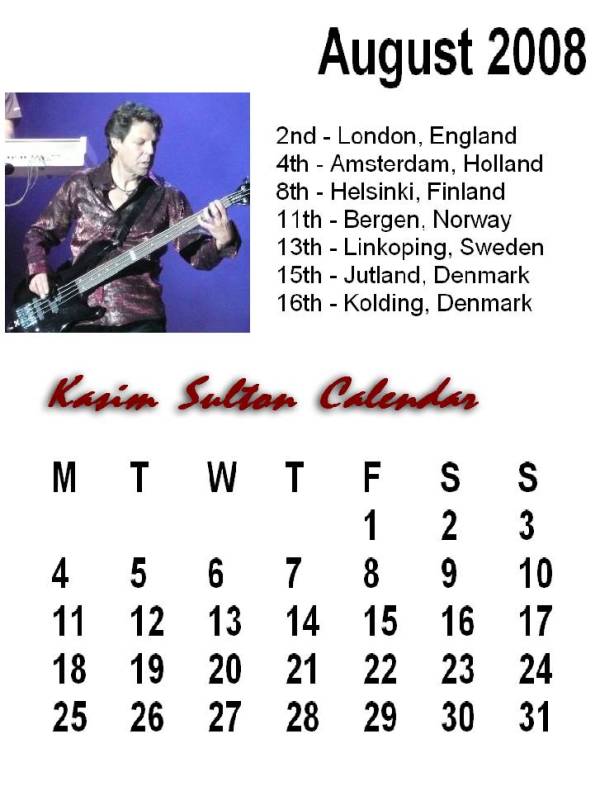 Kasim Sulton Calendar