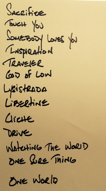 Kasim Sulton's set list from Bordentown