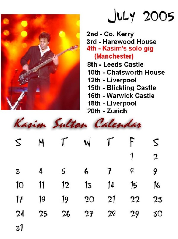 Kasim Sulton Calendar