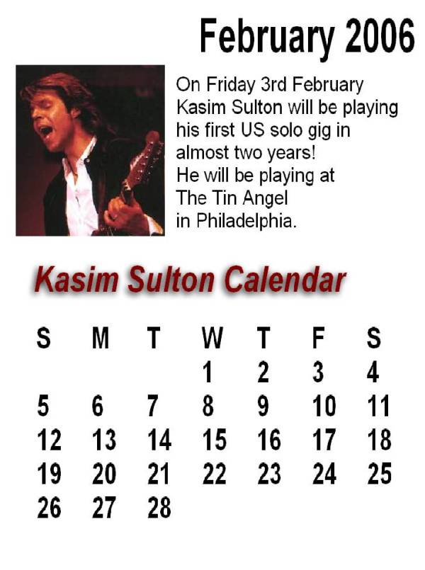 Kasim Sulton Calendar