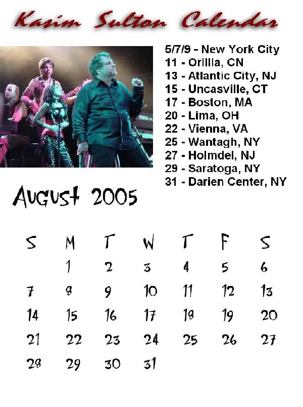 Kasim Sulton Calendar